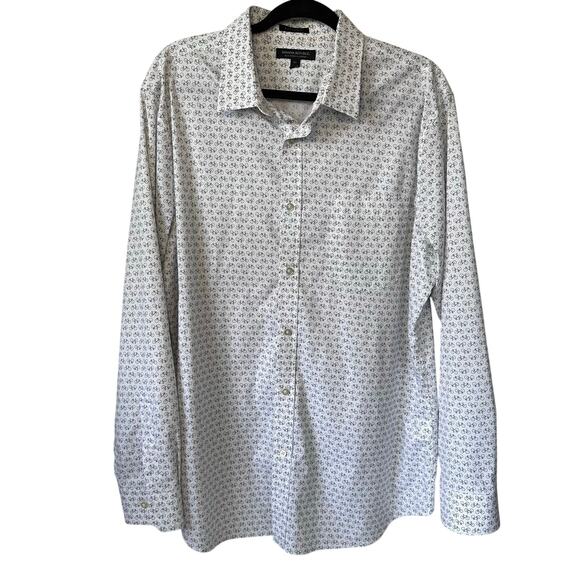 Mens banana republic slim flex fit button up white top w/bicycle print size XL - Picture 1 of 9